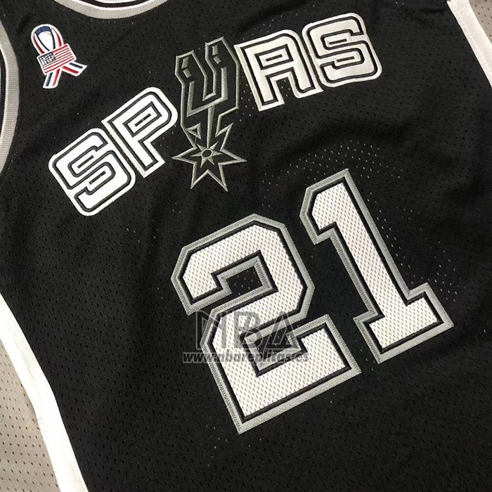 Camiseta San Antonio Spurs Tim Duncan NO 21 Mitchell & Ness 2001-02 Negro